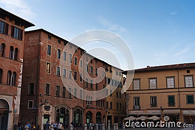 LUCCA, ITALY â€“ MAY 23, 2017: Magnificent summer daily view of the Piazza San Michele Saint Michael square in Lucca, Italy. Editorial Stock Photo